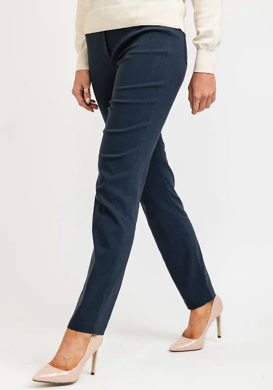 Robell Bella Full Length Slim Leg Trousers, Lead Grey