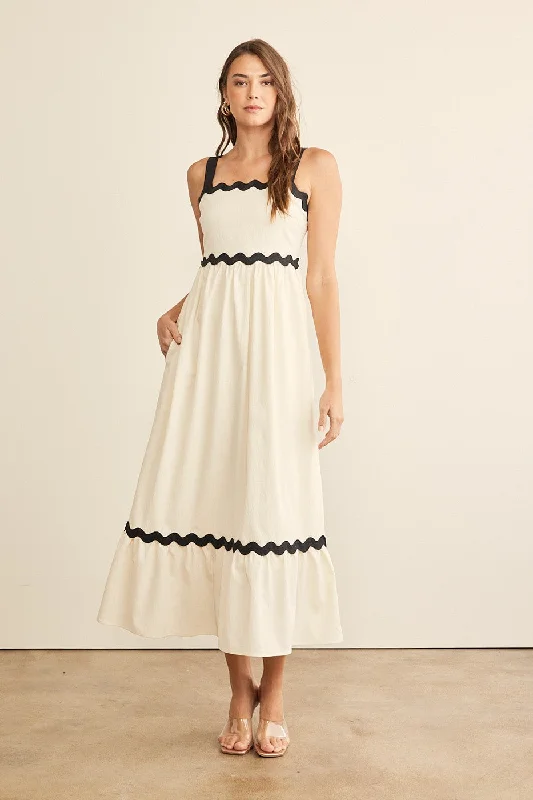 Cream Contrast Trim Maxi DressGala Dress