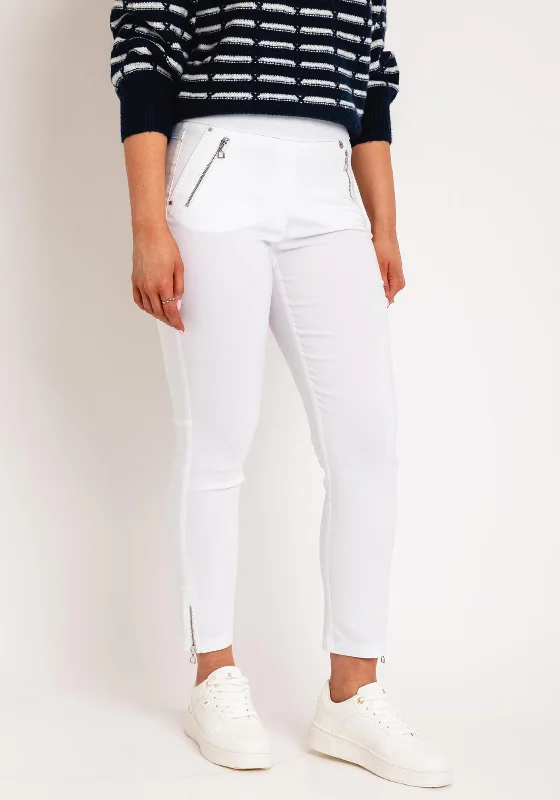 Robell Nena 09 Ankle Grazer Zip Detail Trousers, White