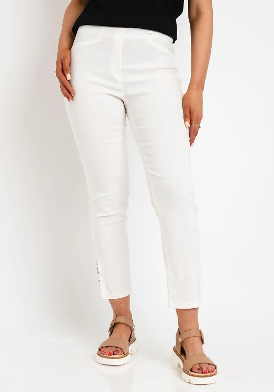 Robell Rose 09 Ankle Grazer Slim Trousers, Off White