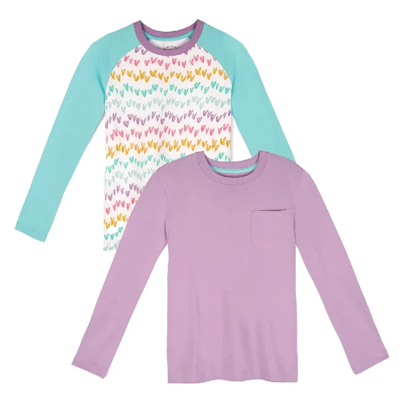 Mightly Girls Purple | White Hearts Long Sleeve T-Shirt