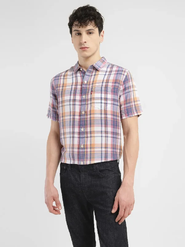 Men's Checkered Spread Slim Fit ShirtLinen Shirts