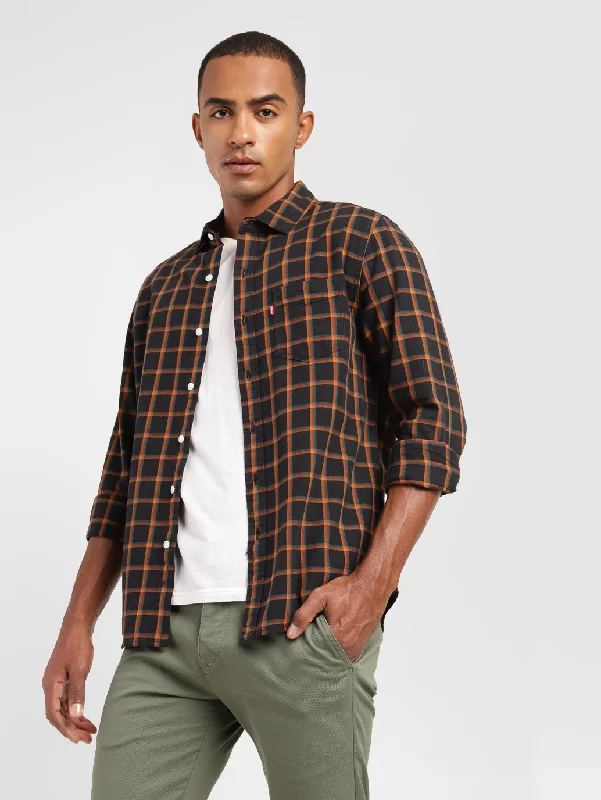 Men's Checkered Spread Collar ShirtSleep Shirts