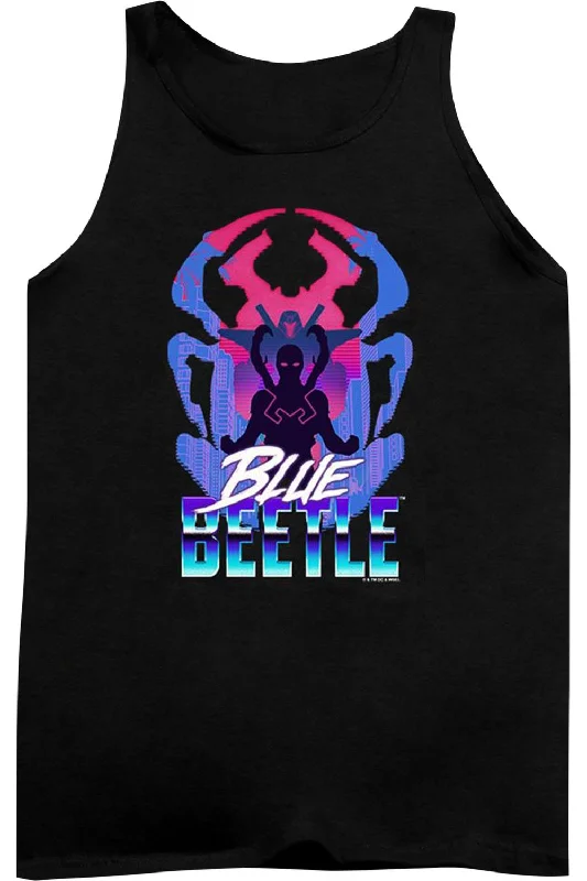 Reflective teeBlue Beetle (2023) Silhouette Adult Tank Top