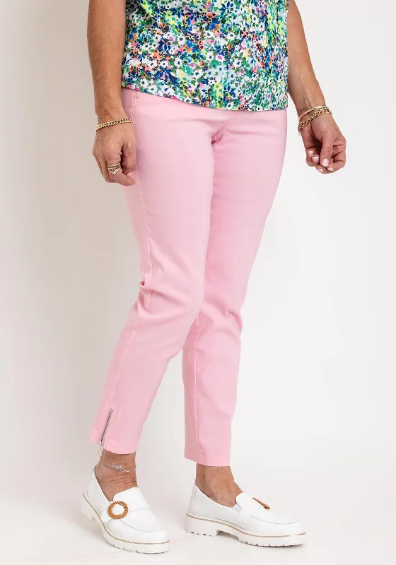 Robell Nena 09 Ankle Grazer Zip Detail Trousers, Pink