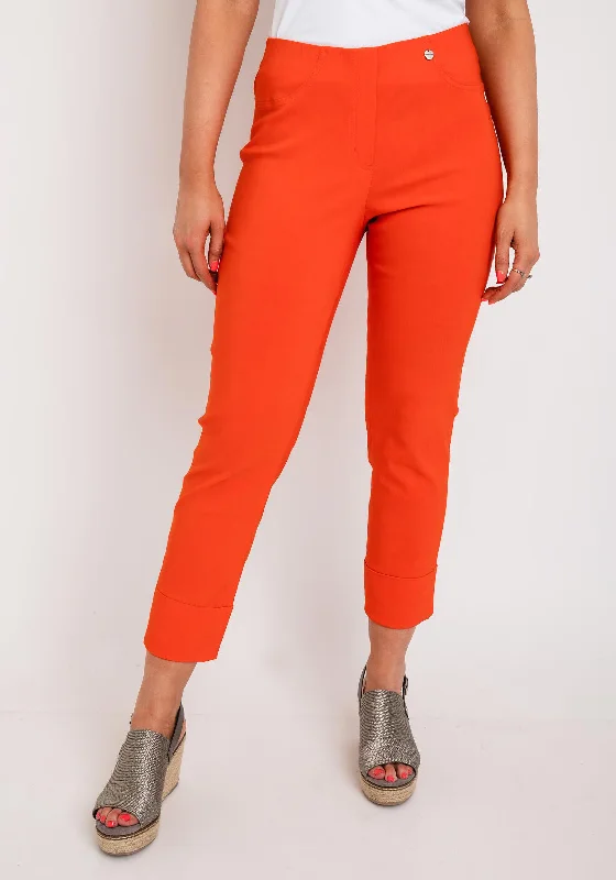 Robell Bella 09 Turn Up Ankle Grazer Trousers, Orange