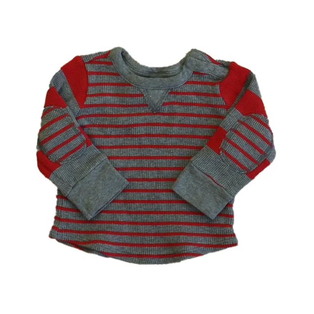 Hanna Andersson Boys Red | Gray Stripe Long Sleeve Shirt