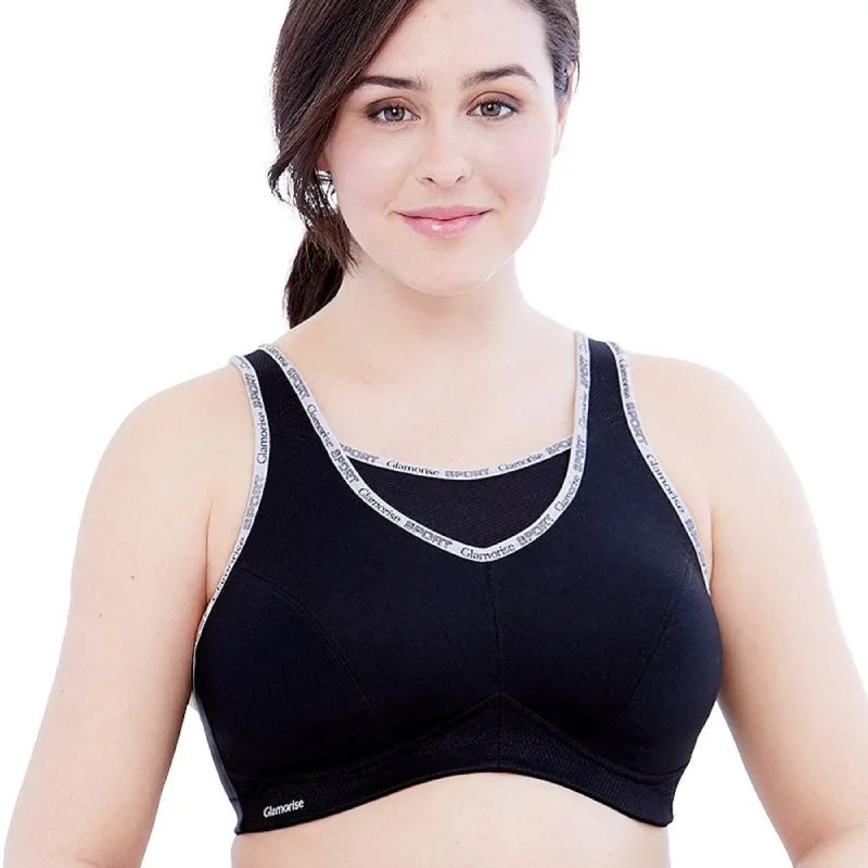 Sports singletGlamorise Women's Full Figure Plus Size No-Bounce Camisole Sports Bra Wirefree, Black, 42F