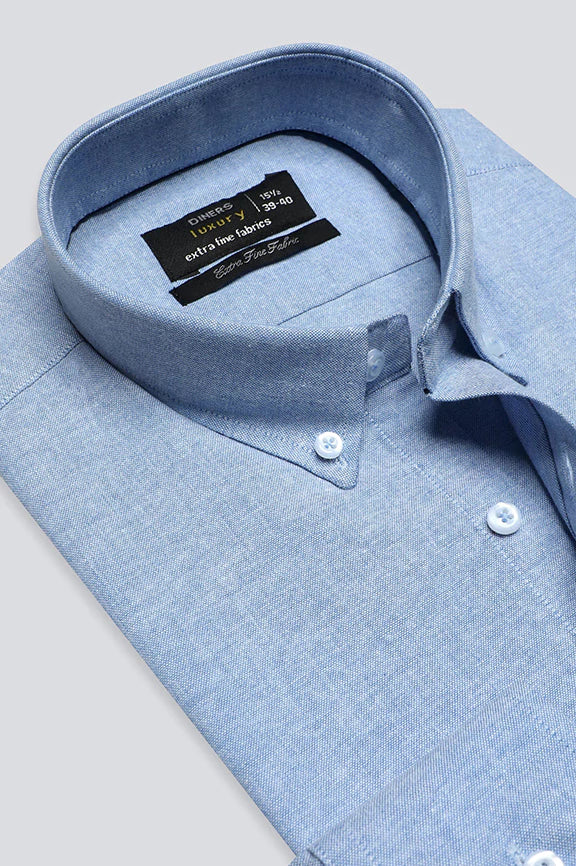 Blue Textured Oxford Formal ShirtTunic Shirts