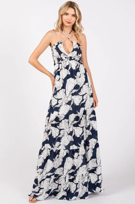 Navy Printed Woven Maxi DressBridal Dress