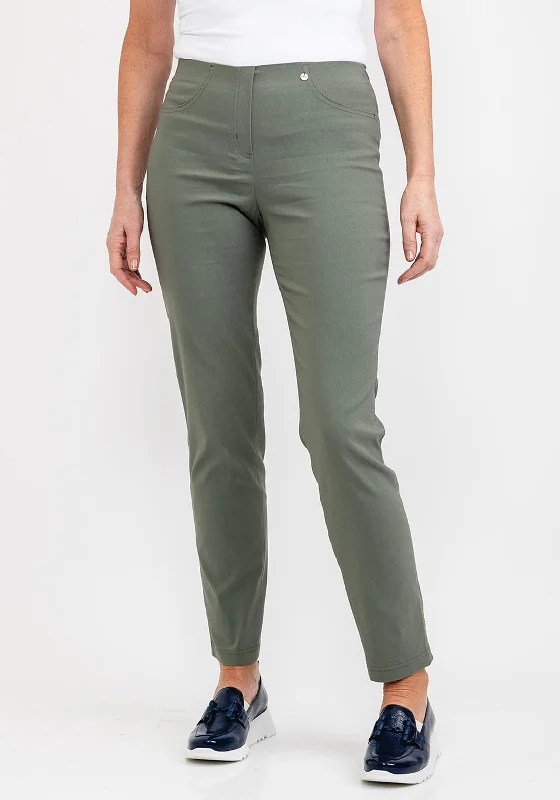 Robell Bella Full Length Slim Leg Trousers, Ivy Green