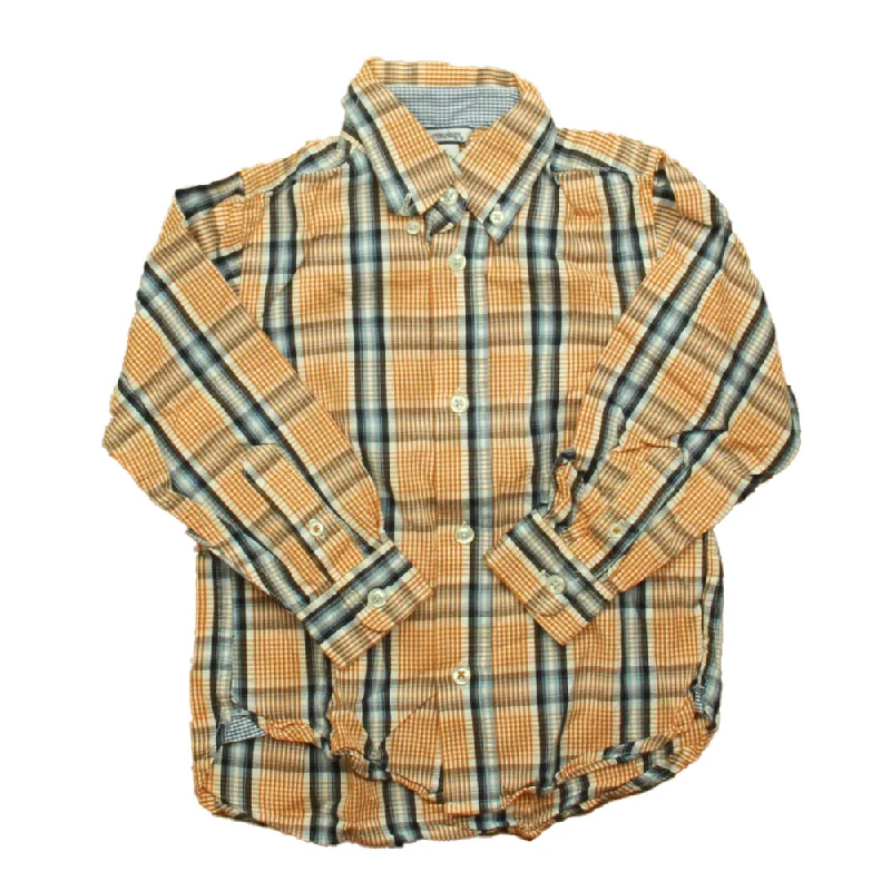 Hartstrings Boys Orange | Blue Plaid Button Down Long Sleeve