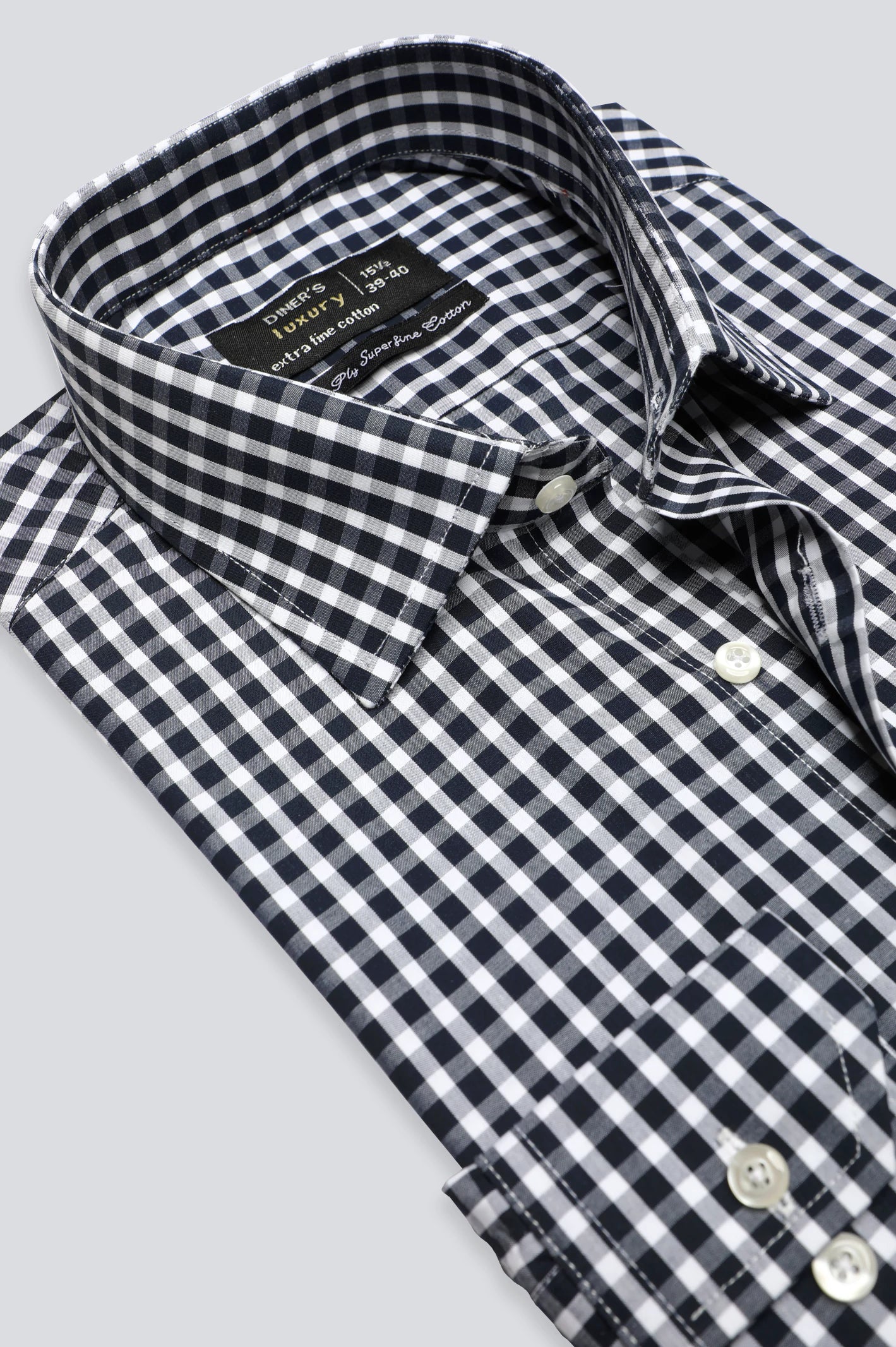 Dark Blue Gingham Check Formal ShirtHooded Shirts