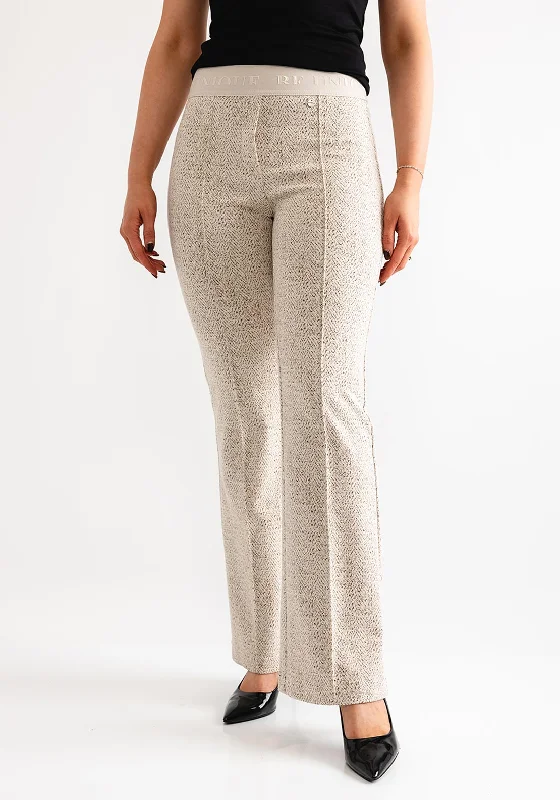 Robell Joella Knit Flare Leg Trousers, Beige