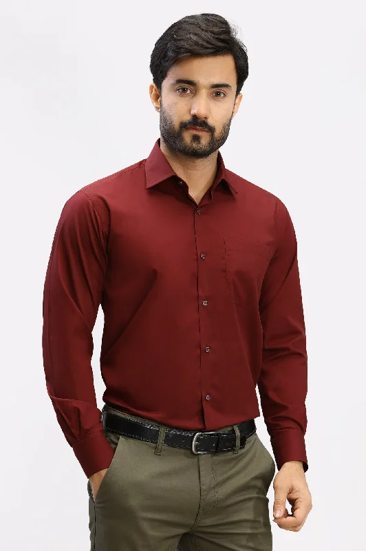 Maroon Plain Formal ShirtRuffled Shirts