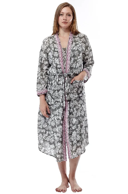 Rayon Sage Floral Robe