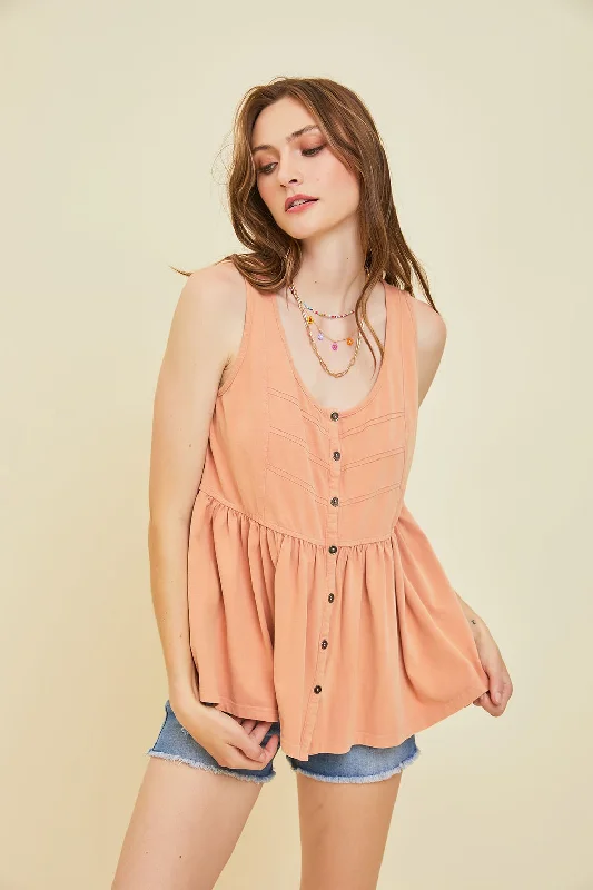 Compression hoodieApricot Tank Top With Button-Down Detail