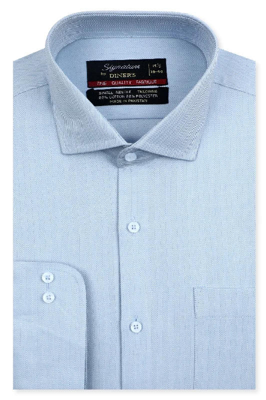 Sky Blue Textured Formal ShirtLogo Shirts