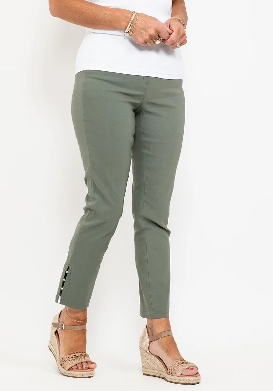 Robell Rose 09 Ankle Grazer Slim Trousers, Ivy Green