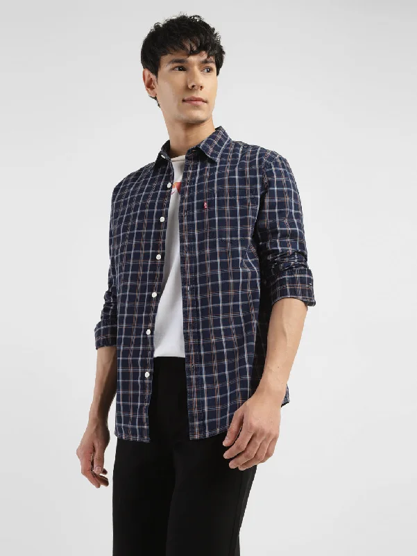 Men's Checkered Spread Collar ShirtCasual Shirts