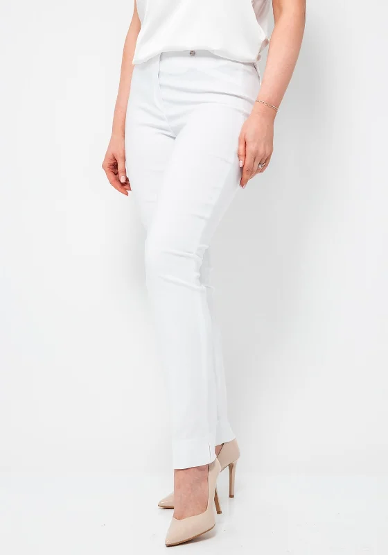 Robell Rose Slim Leg Trousers, White