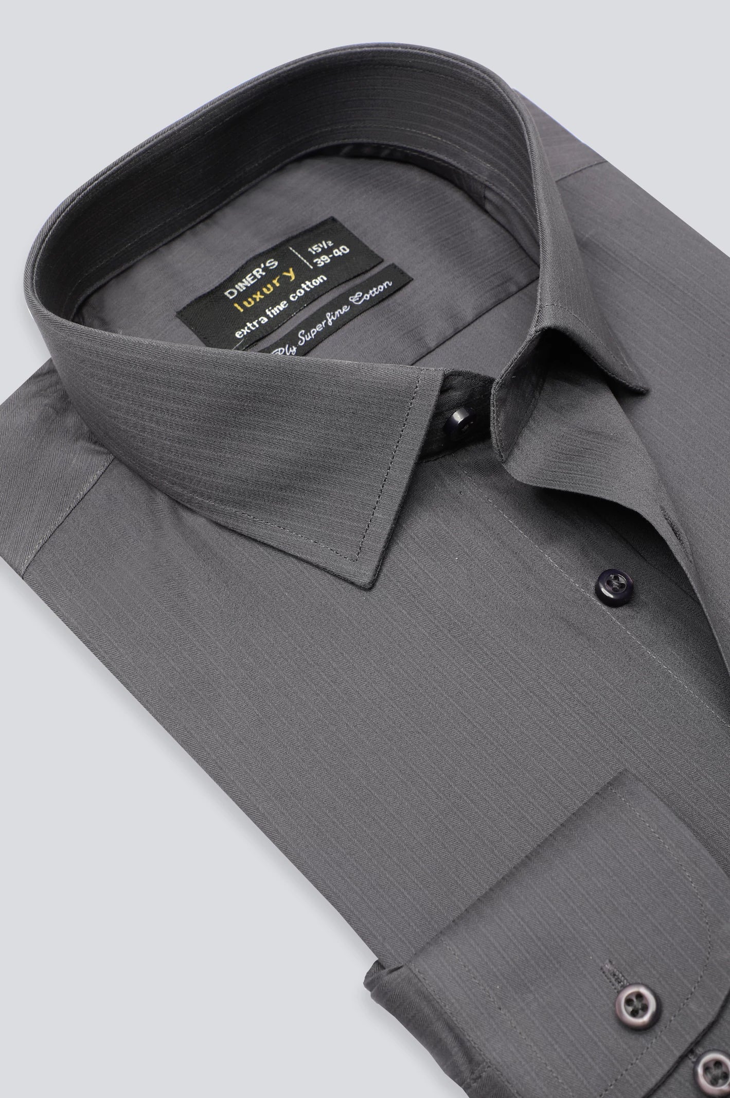 Dark Grey Stripe Textured Formal ShirtPocket Shirts