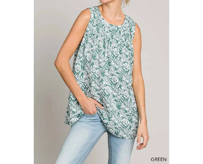 Sports jacketSoft Tropic Print Tank In Green