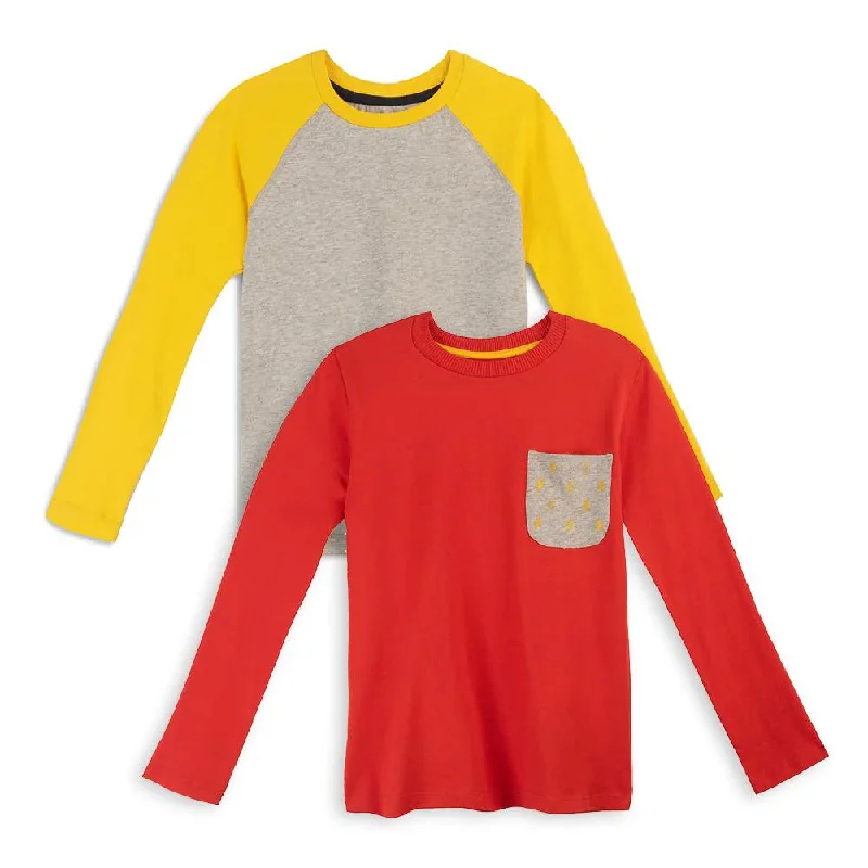 Mightly Boys Gray | Red | Yellow Long Sleeve T-Shirt