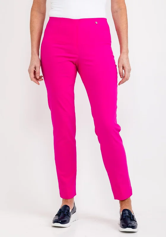 Robell Marie Full Length Slim Leg Trousers, Cabaret Pink