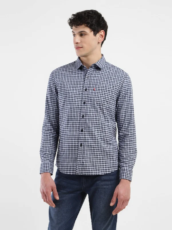 Men's Checkered Slim Fit ShirtLace-Up Shirts