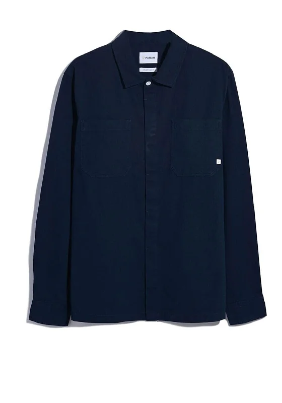 Farah Leon Twill Overshirt, True NavyDress Shirts