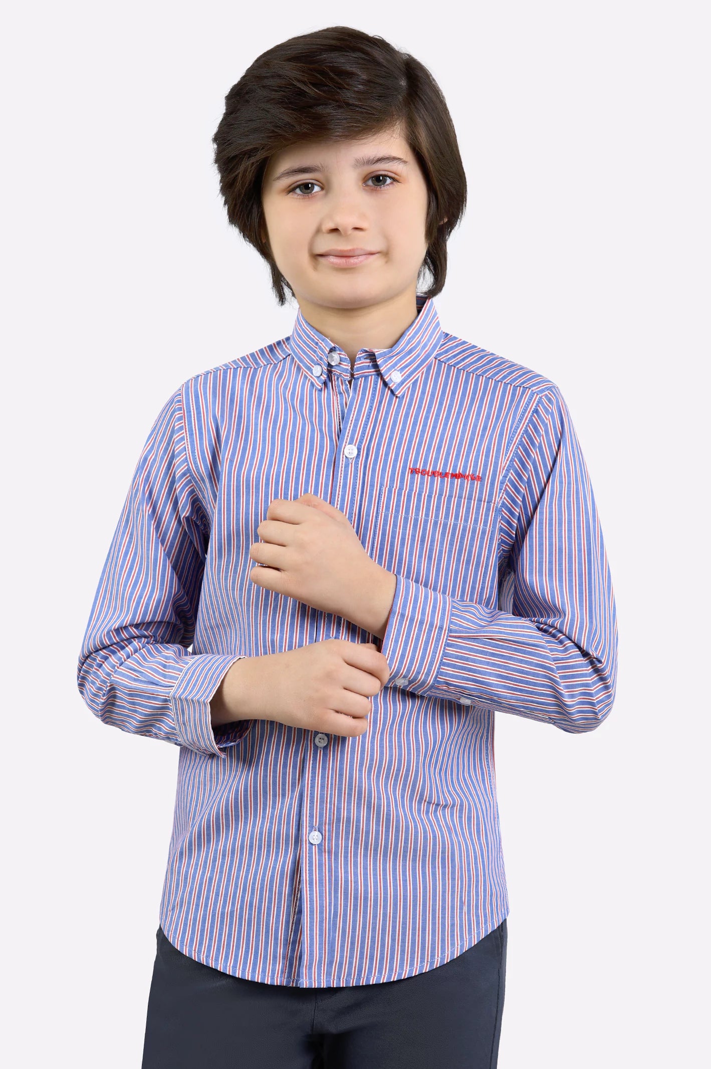 Medium Blue Stripes Casual ShirtUV-Protection Shirts