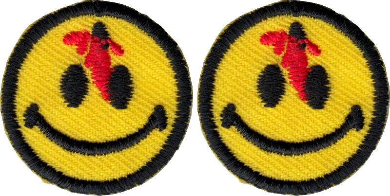 Patch - Happy Face - With Bullet Hole - Set Of Two