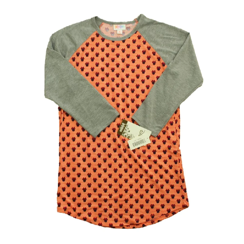 Lula Roe Girls Coral | Gray Minnie Long Sleeve T-Shirt Size: Junior X-Small