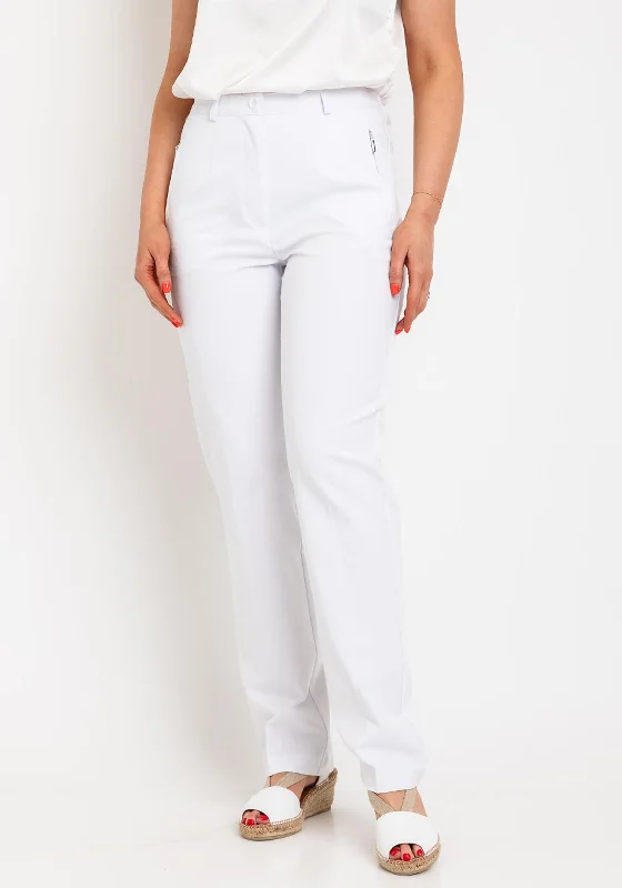 Robell Sahra Full Length Slim Fit Trouser, White