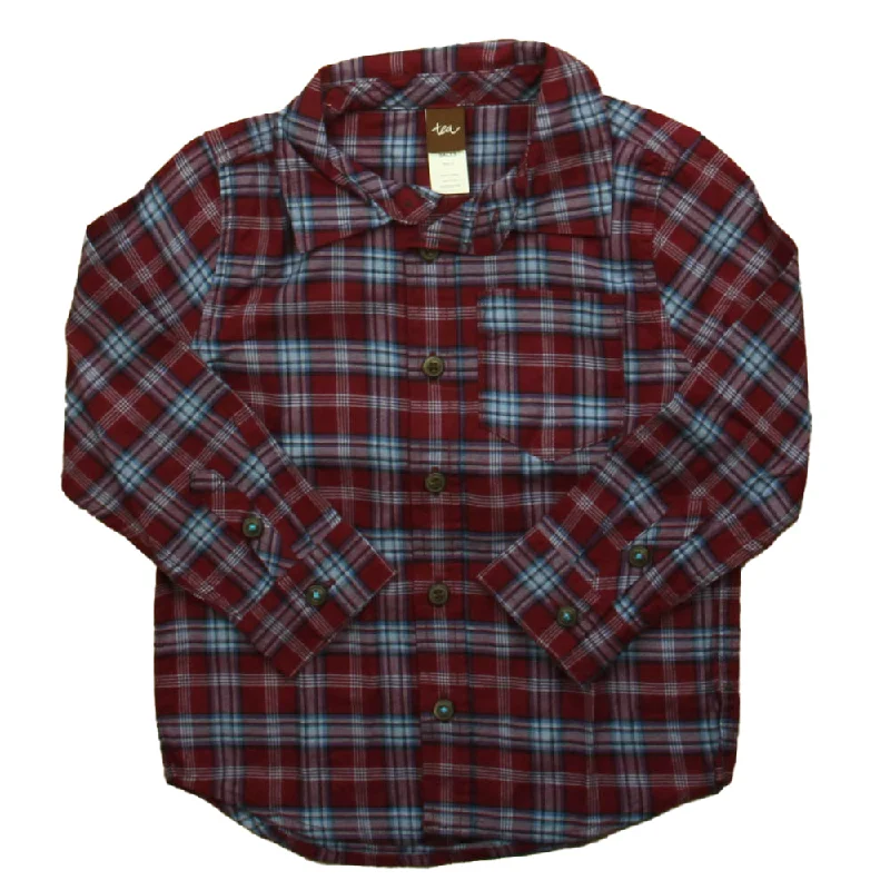 Tea Boys Red | Blue Plaid Button Down Long Sleeve