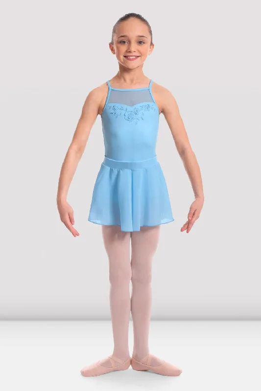 Wrap-around SkirtGirls Cameo Mesh Rose Embroidered Skirted Halter Leotard