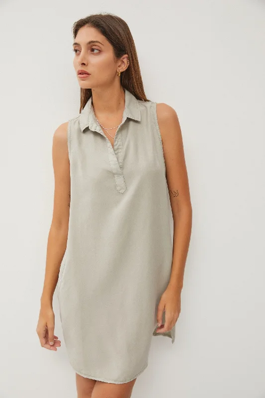 Light Olive Collard V Neck DressProm Dress