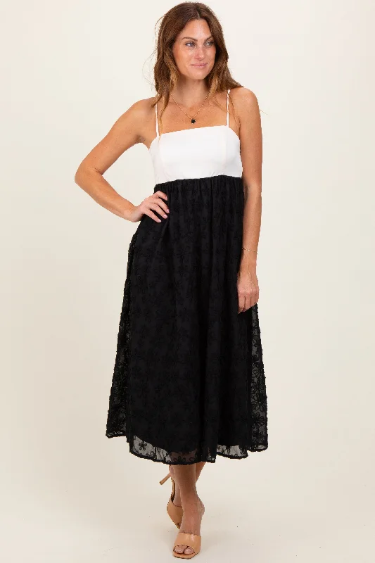 Black Colorblock Lace Maxi DressCheerleader Dress