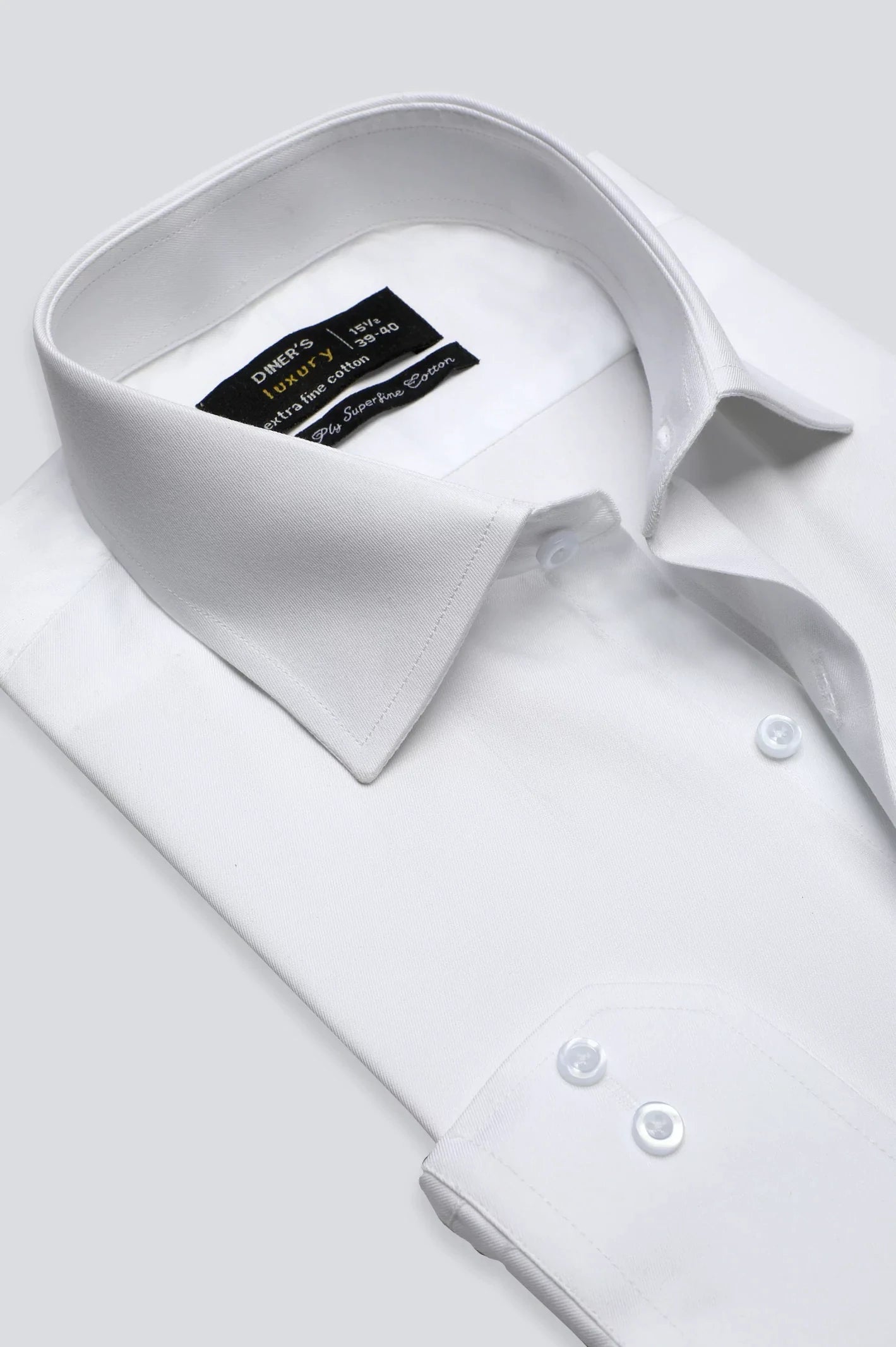 White Plain Formal ShirtRibbed Cuff Shirts