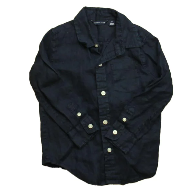 Janie and Jack Boys Navy Button Down Long Sleeve