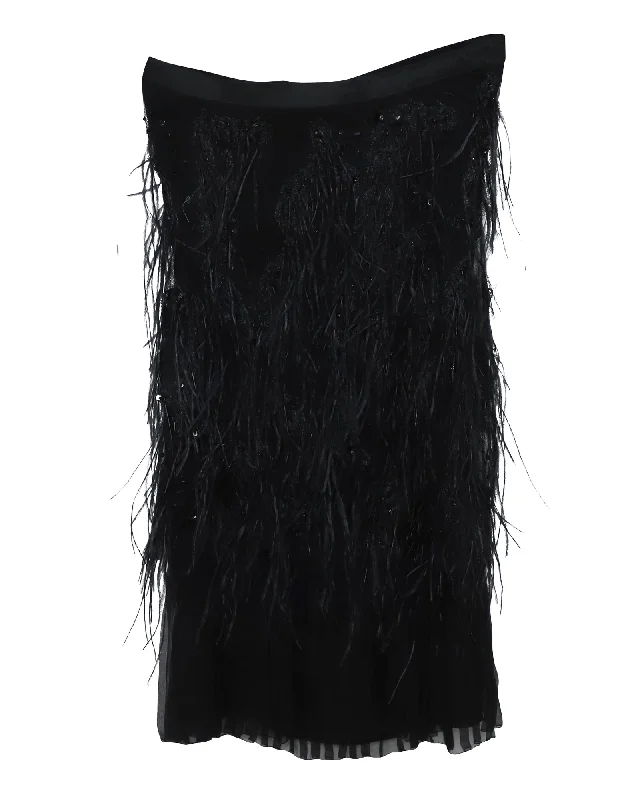 Utility SkirtAlberta Ferretti Feather Detail Skirt in Black Polyamide