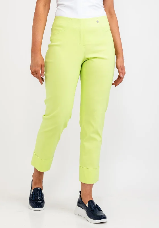 Robell Bella 09 Turn Up Ankle Grazer Trousers, Lime