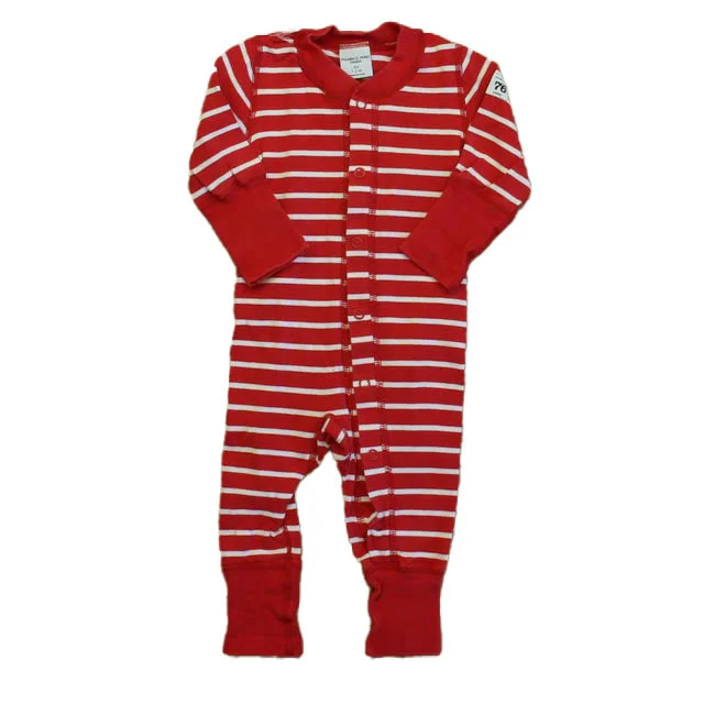 Polarn O. Pyret Unisex Red Stripe Long Sleeve Outfit Size: 1-2 Months