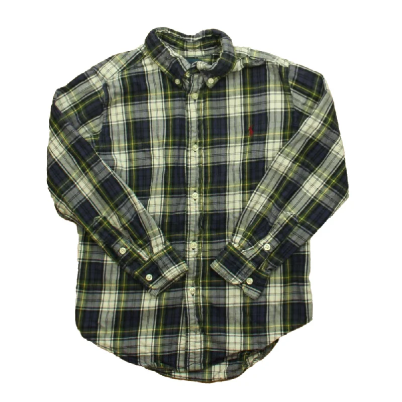 Ralph Lauren Boys Green Plaid Button Down Long Sleeve