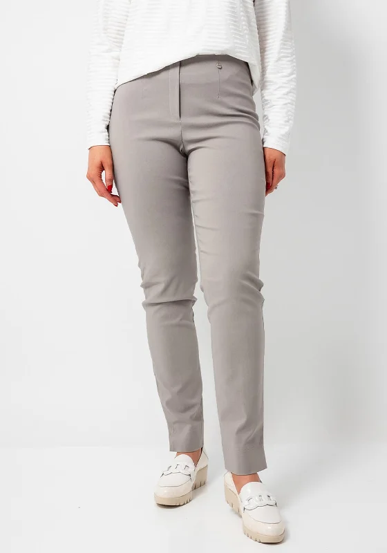 Robell Marie Full Length Slim Leg Trousers, Light Taupe