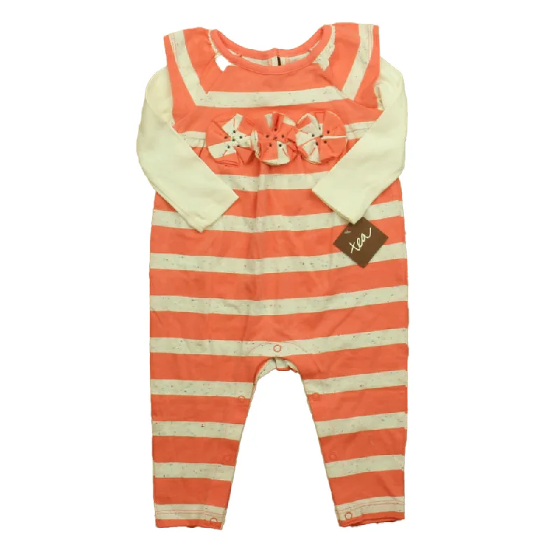 Tea Girls Coral | White Stripe Long Sleeve Outfit