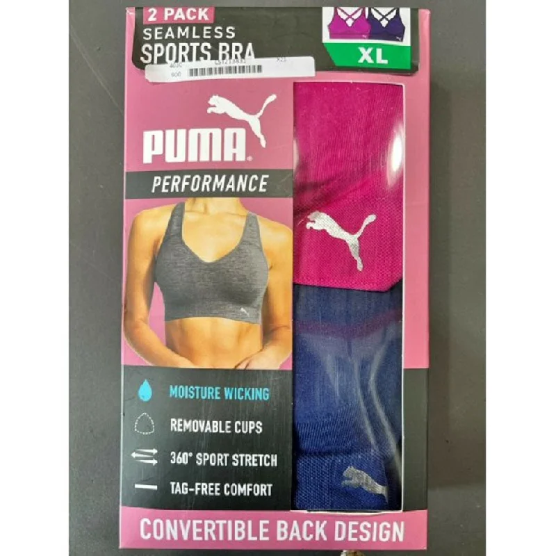 Gym singletPUMA Women’s Seamless Convertible Sports Bra, 2-Pack, XL