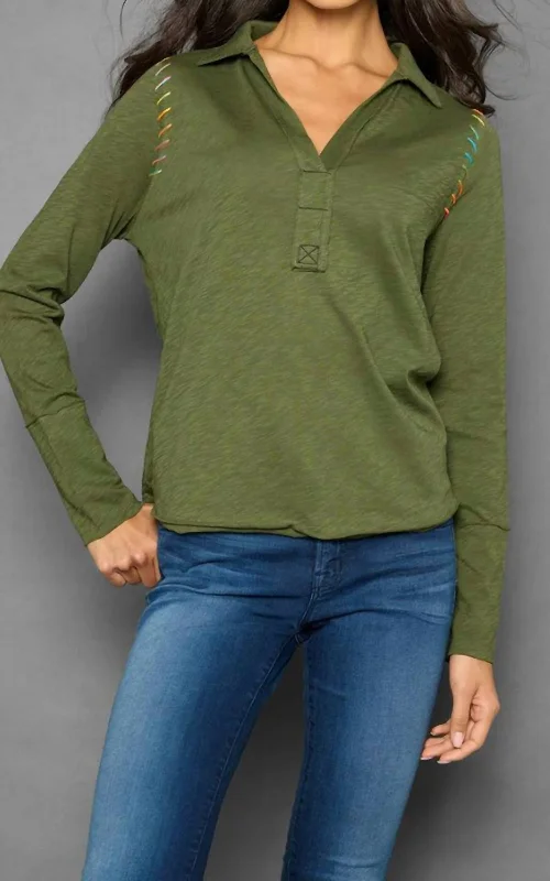 Whipster Long Sleeve Pullover Top In Jungle