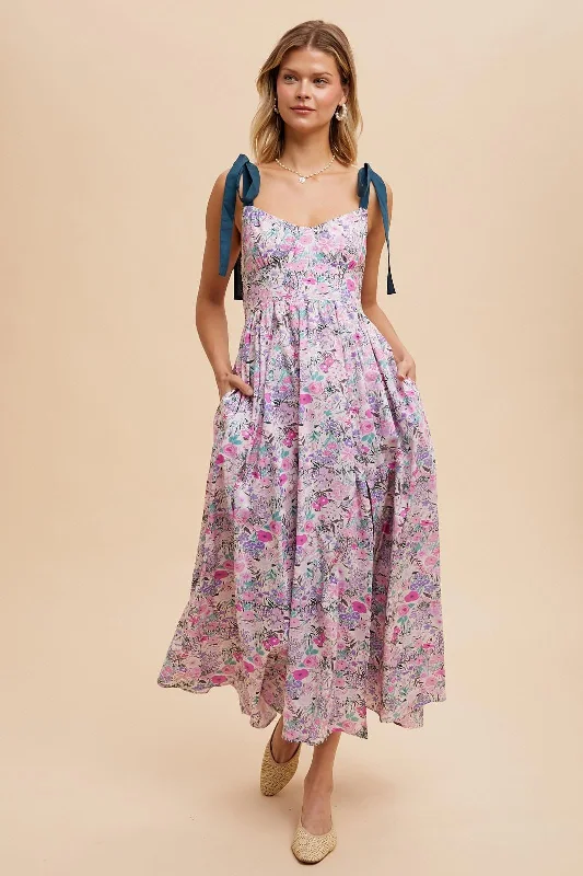 Emerald Lavender Darling Cotton Floral Maxi DressVelvet Dress